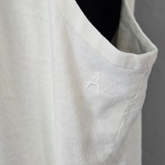 Aday Wind Down Wrap Dress Linen Blend Stretch Off White Sleeveless Tie Sz XL - Picture 8 of 11